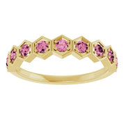 14K Yellow Natural Pink Tourmaline Stackable Ring