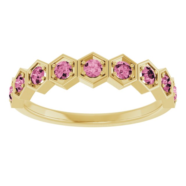 14K Yellow Natural Pink Tourmaline Stackable Ring