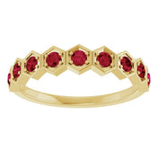 14K Yellow Lab-Grown Ruby Stackable Ring