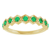 14K Yellow Lab-Grown Emerald Stackable Ring