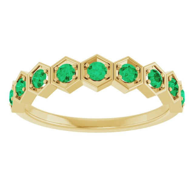 14K Yellow Lab-Grown Emerald Stackable Ring