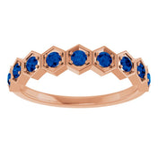 14K Rose Natural Blue Sapphire Stackable Ring