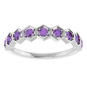 Sterling Silver Natural Amethyst Stackable Ring