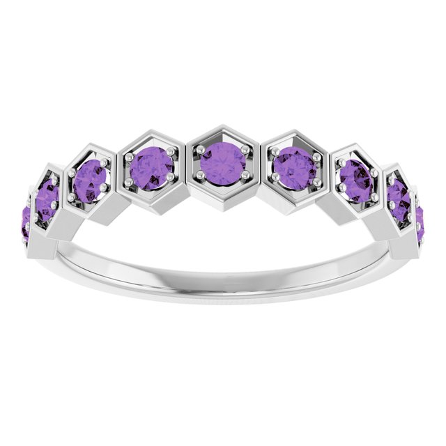 Sterling Silver Natural Amethyst Stackable Ring