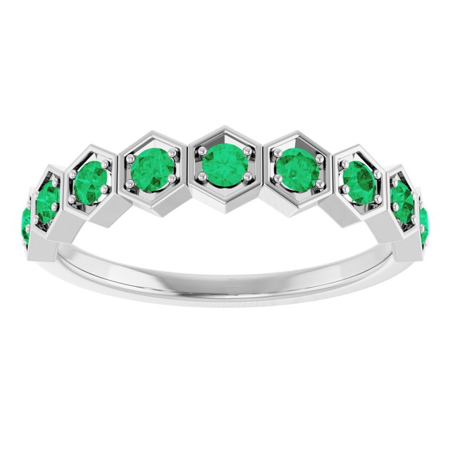Sterling Silver Lab-Grown Emerald Stackable Ring