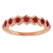 14K Rose Natural Ruby Stackable Ring