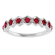 Sterling Silver Lab-Grown Ruby Stackable Ring