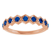 14K Rose Lab-Grown Blue Sapphire Stackable Ring