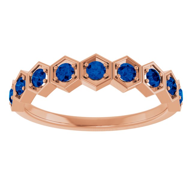 14K Rose Lab-Grown Blue Sapphire Stackable Ring