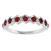 Sterling Silver Natural Mozambique Garnet Stackable Ring
