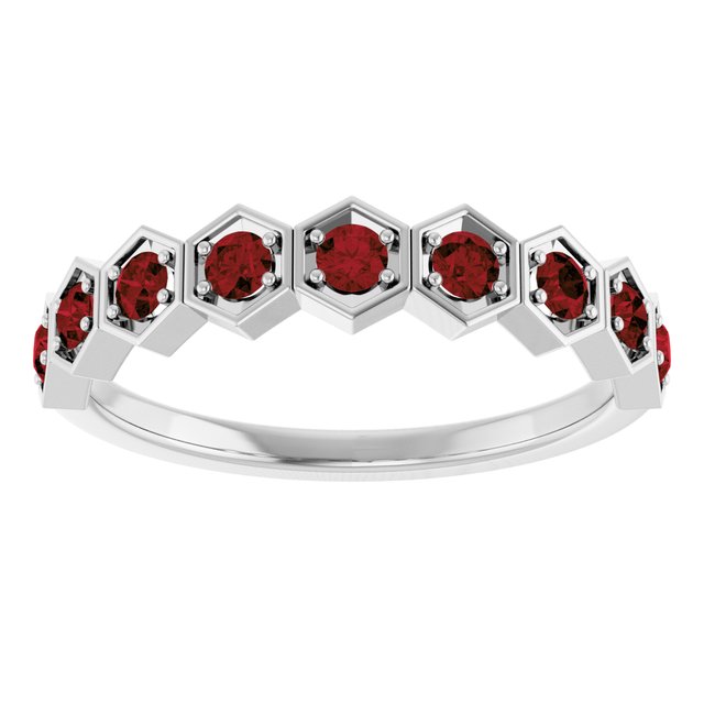 Sterling Silver Natural Mozambique Garnet Stackable Ring