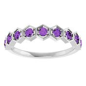 14K White Natural Amethyst Stackable Ring