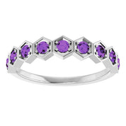 14K White Natural Amethyst Stackable Ring