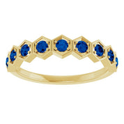 14K Yellow Lab-Grown Blue Sapphire Stackable Ring