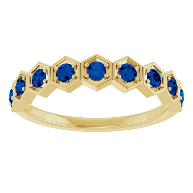 14K Yellow Lab-Grown Blue Sapphire Stackable Ring