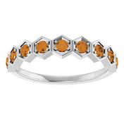 Platinum Natural Citrine Stackable Ring
