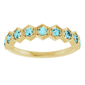 14K Yellow Natural Blue Zircon Stackable Ring