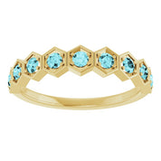 14K Yellow Natural Blue Zircon Stackable Ring