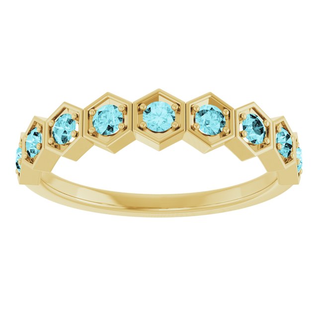 14K Yellow Natural Blue Zircon Stackable Ring