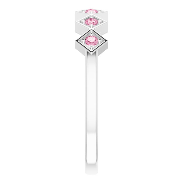 Sterling Silver Natural Pink Tourmaline Stackable Ring