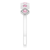 Platinum Natural Pink Tourmaline Stackable Ring