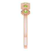 14K Rose Natural Peridot Stackable Ring