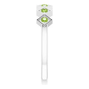 14K White Natural Peridot Stackable Ring