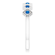 14K White Natural Blue Sapphire Stackable Ring