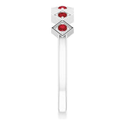 14K White Natural Mozambique Garnet Stackable Ring