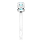 Platinum Natural Blue Zircon Stackable Ring