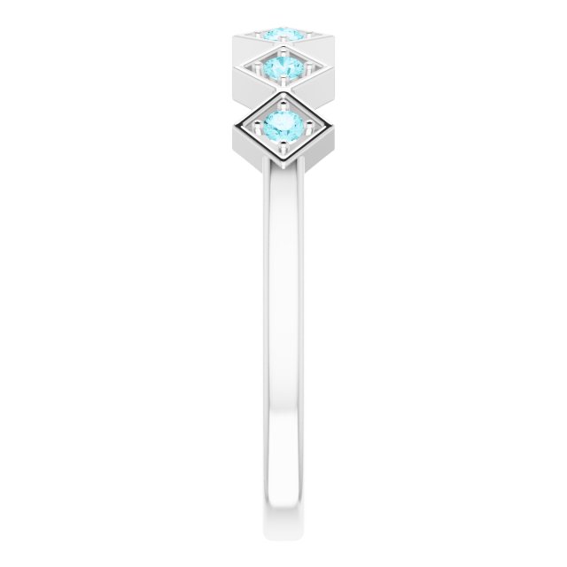 Platinum Natural Blue Zircon Stackable Ring