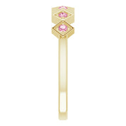 14K Yellow Natural Pink Tourmaline Stackable Ring