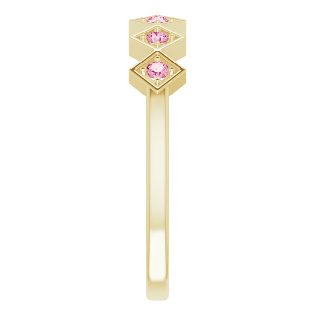 14K Yellow Natural Pink Tourmaline Stackable Ring