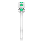 Platinum Natural Emerald Stackable Ring