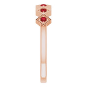 14K Rose Natural Mozambique Garnet Stackable Ring