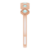 14K Rose Natural Blue Zircon Stackable Ring