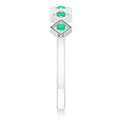 14K White Natural Emerald Stackable Ring