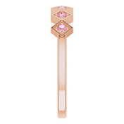 14K Rose Natural Pink Tourmaline Stackable Ring