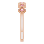 14K Rose Natural Pink Tourmaline Stackable Ring