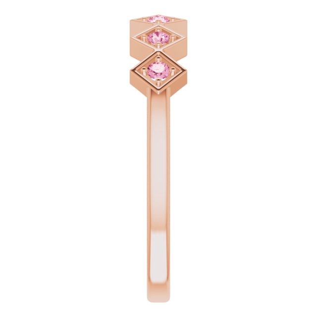 14K Rose Natural Pink Tourmaline Stackable Ring