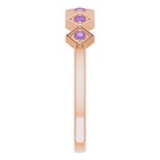 14K Rose Natural Amethyst Stackable Ring