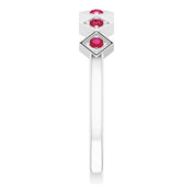 14K White Natural Ruby Stackable Ring