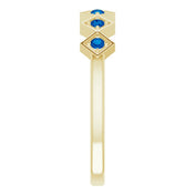 14K Yellow Natural Blue Sapphire Stackable Ring