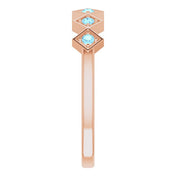 14K Rose Natural Aquamarine Stackable Ring