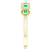 14K Yellow Natural Emerald Stackable Ring