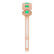 14K Rose Natural Emerald Stackable Ring