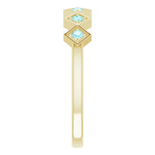14K Yellow Natural Blue Zircon Stackable Ring