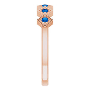 14K Rose Natural Blue Sapphire Stackable Ring