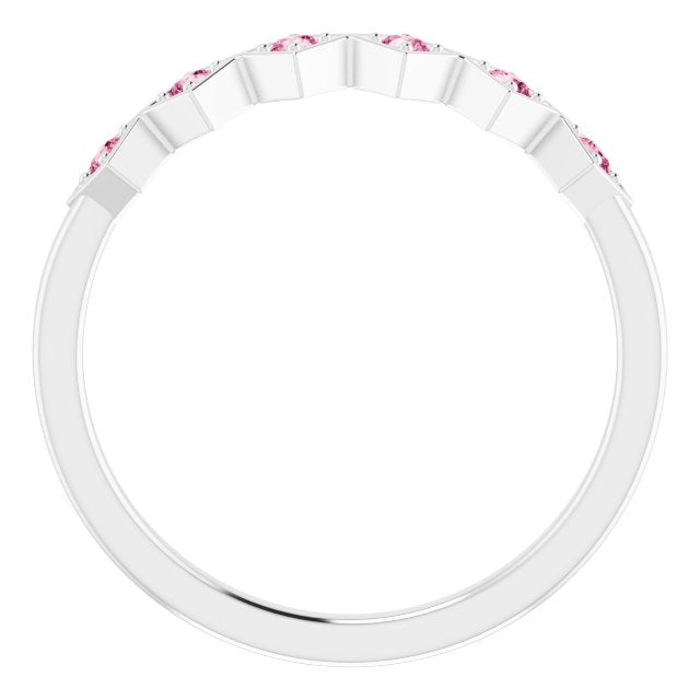 Sterling Silver Natural Pink Tourmaline Stackable Ring