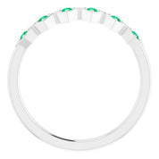 14K White Natural Emerald Stackable Ring